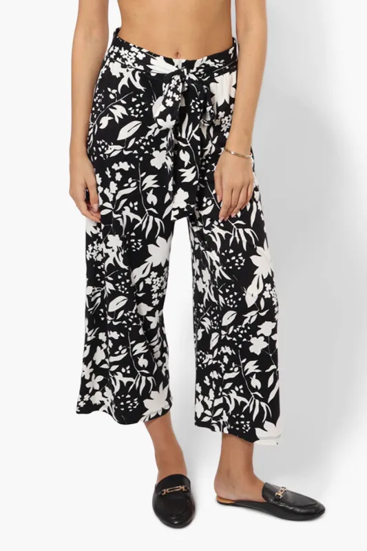 International INC Company Floral Wide Leg Pants - Black sold by Fairweather