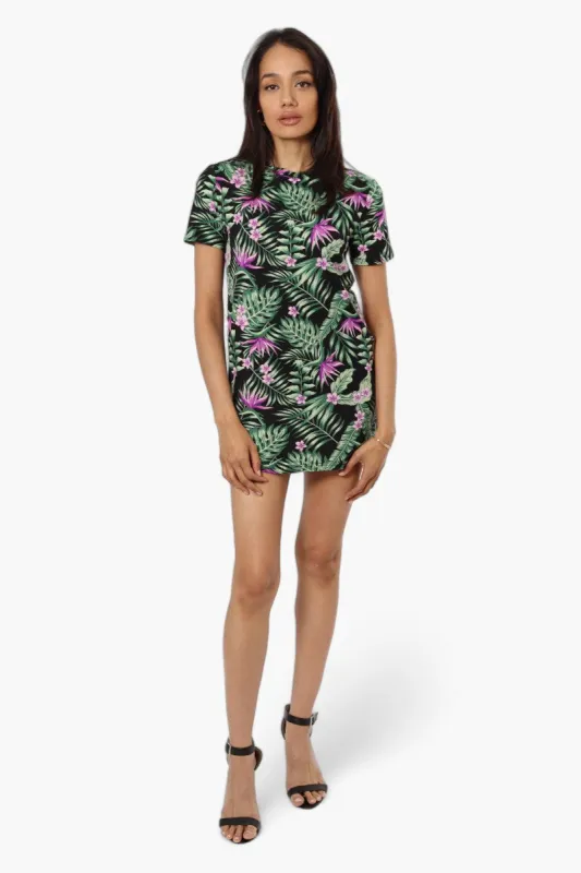 International INC Company Floral Cap Sleeve Short Day Dress - Black sold by Fairweather