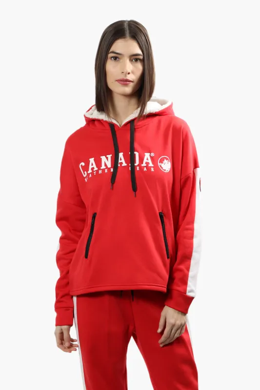 Canada Weather Gear Stripe Sleeve Hoodie - Red sold by Fairweather