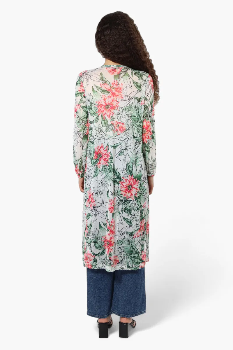 Limite Floral Sheer Duster Cardigan - White sold by Fairweather product image thumbnail 4