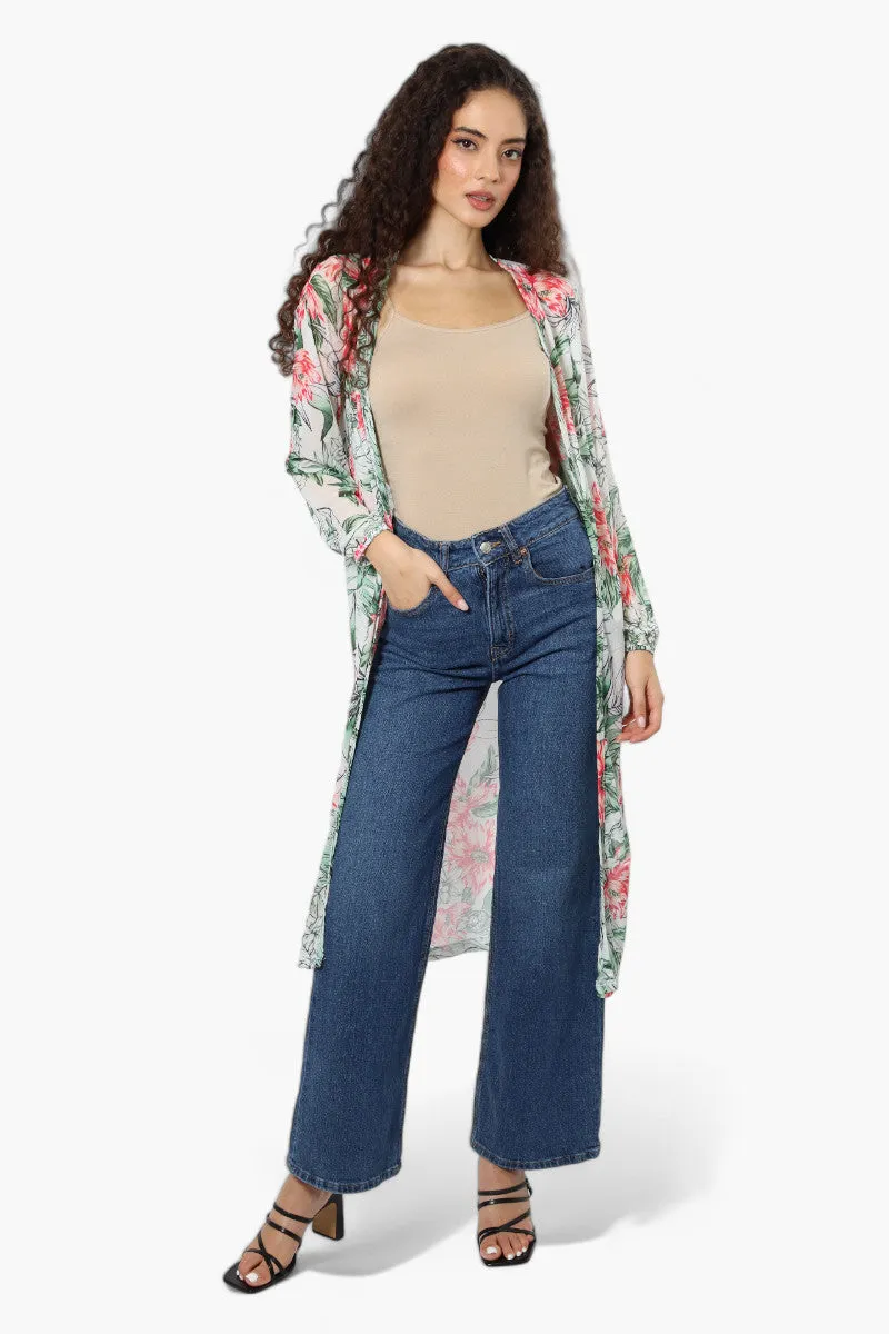 Limite Floral Sheer Duster Cardigan - White sold by Fairweather