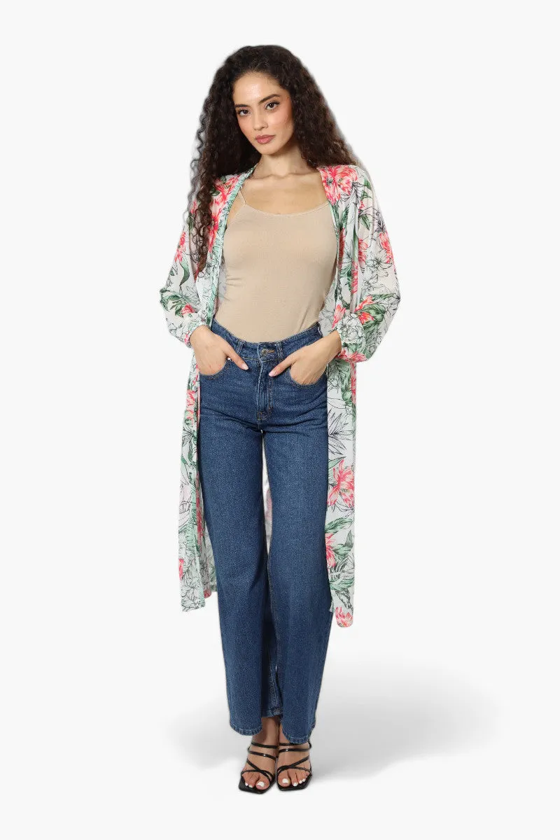 Limite Floral Sheer Duster Cardigan - White sold by Fairweather product image thumbnail 2