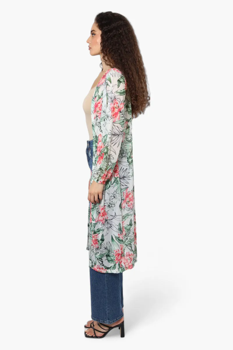 Limite Floral Sheer Duster Cardigan - White sold by Fairweather product image thumbnail 3
