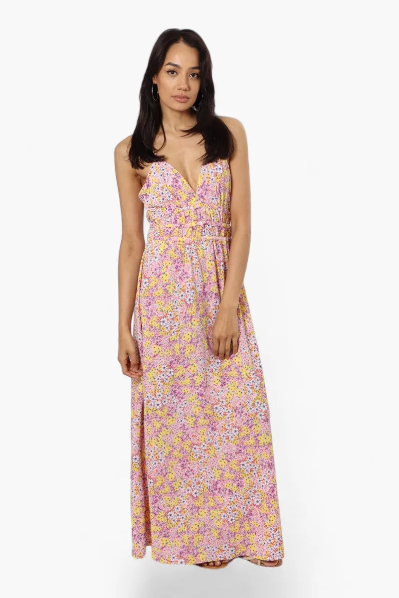 New Look Floral Cinched Waist Maxi Dress - Pink sold by Fairweather