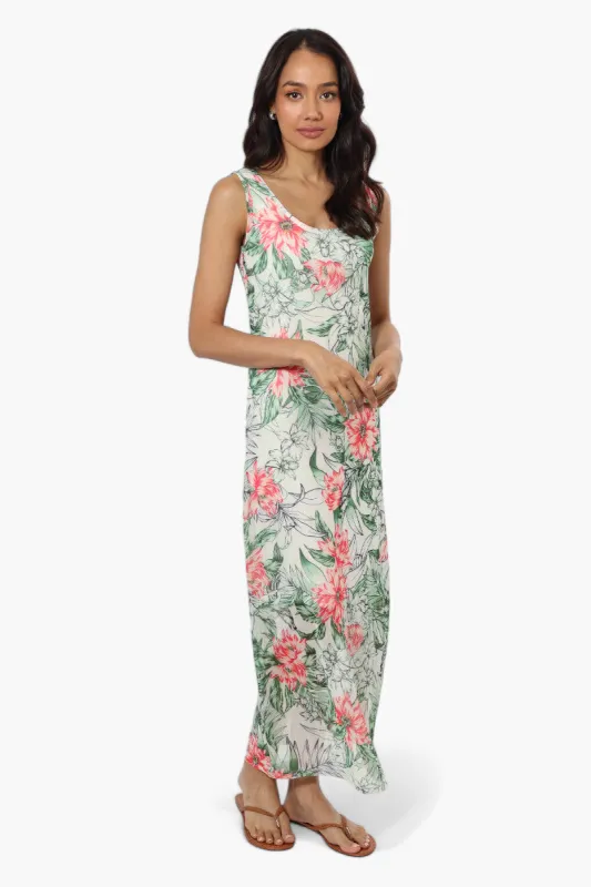 Majora Leaf Pattern Mesh Maxi Dress - White sold by Fairweather