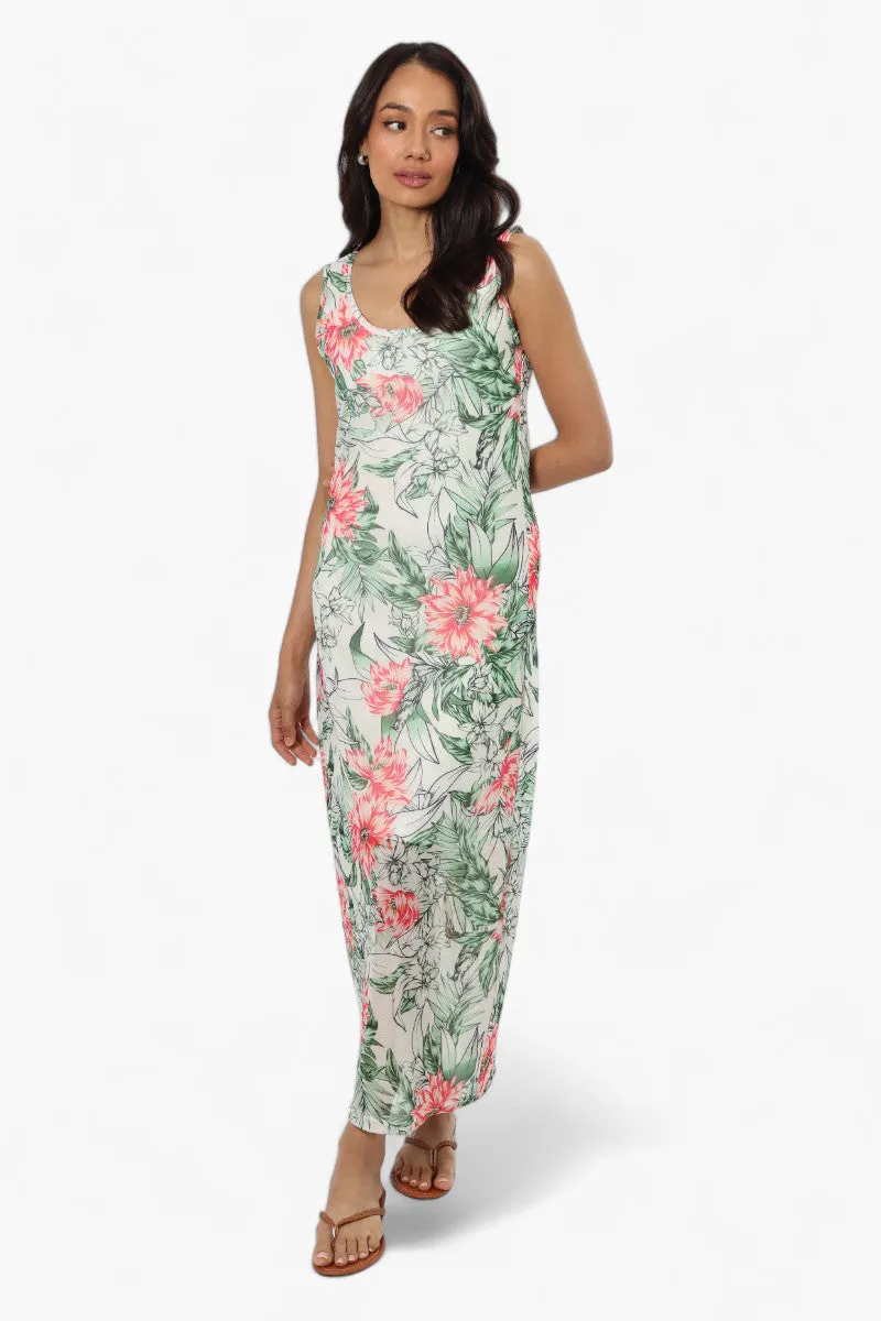 Majora Leaf Pattern Mesh Maxi Dress - White sold by Fairweather product image thumbnail 2