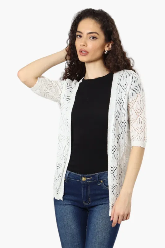 Impress Diamond Knit Shrug Cardigan - White sold by Fairweather
