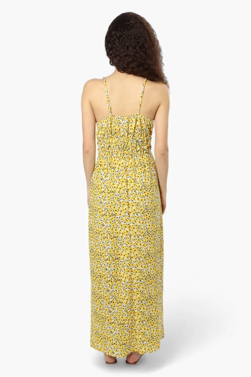New Look Floral Cinched Waist Maxi Dress - Yellow sold by Fairweather product image thumbnail 4