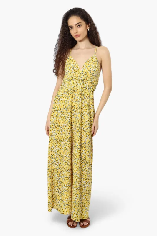 New Look Floral Cinched Waist Maxi Dress - Yellow sold by Fairweather