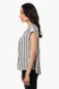 Beechers Brook Striped Cap Sleeve Blouse - White sold by Fairweather