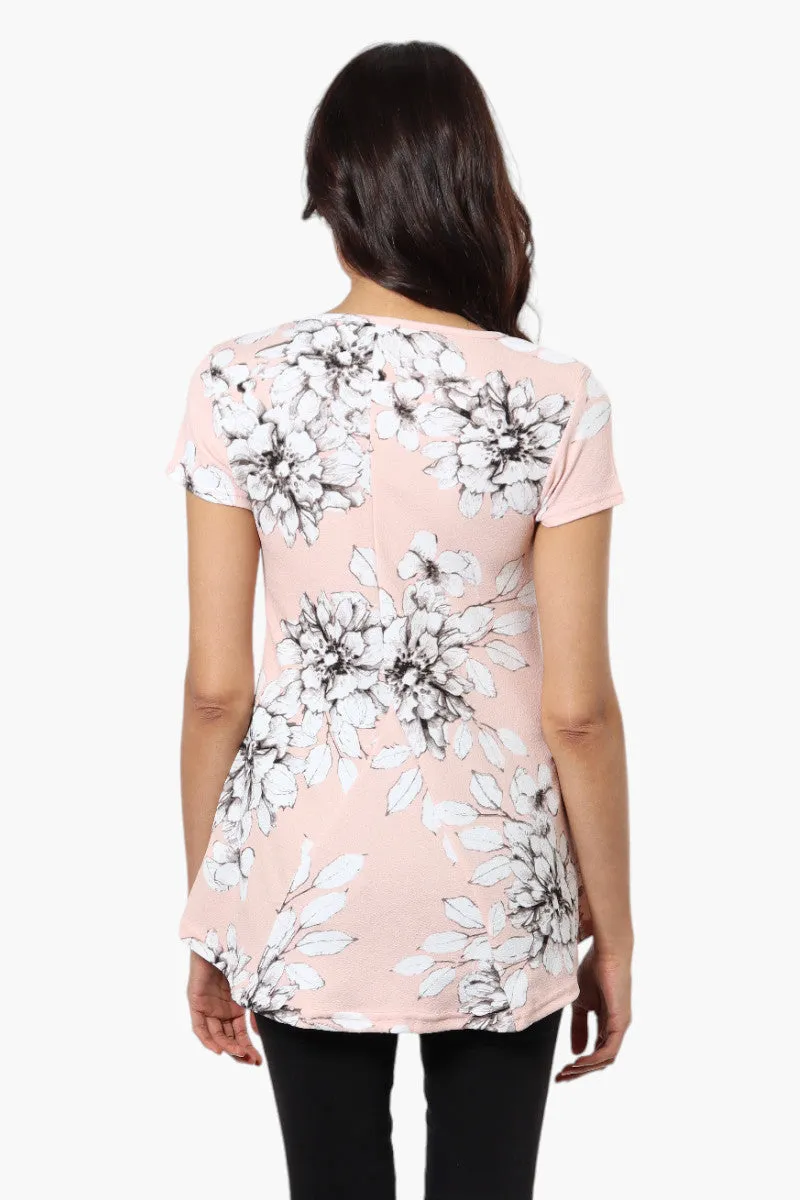 Impress Floral High Low Cap Sleeve Blouse - Pink sold by Fairweather product image thumbnail 4