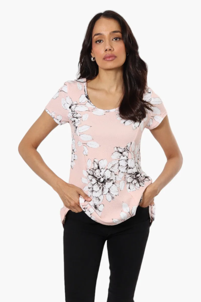 Impress Floral High Low Cap Sleeve Blouse - Pink sold by Fairweather