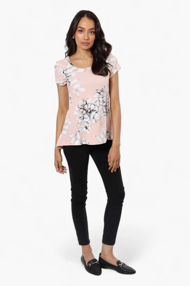 Impress Floral High Low Cap Sleeve Blouse - Pink sold by Fairweather product image thumbnail 2