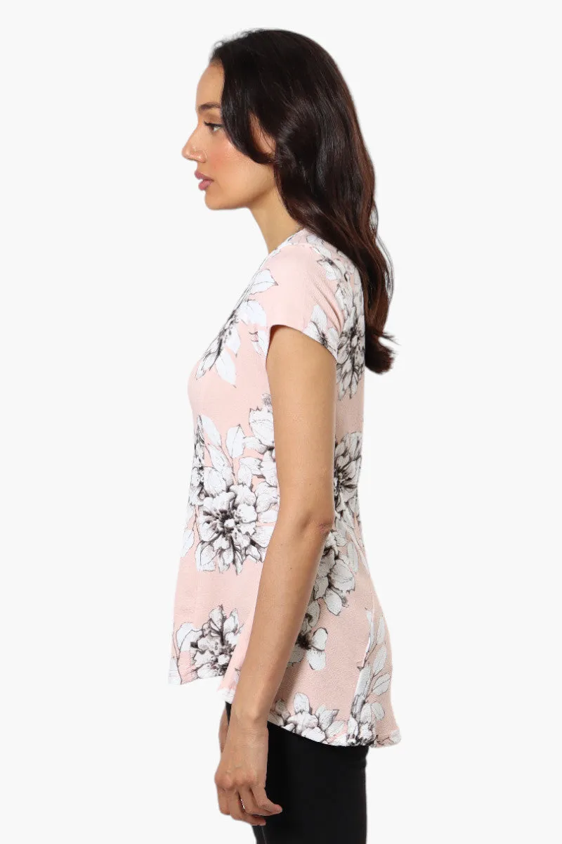 Impress Floral High Low Cap Sleeve Blouse - Pink sold by Fairweather product image thumbnail 3