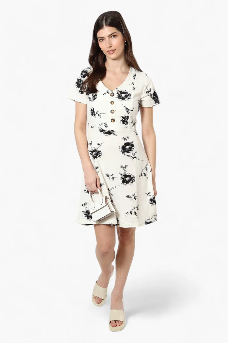 Impress Floral Button Down Day Dress - White sold by Fairweather product image thumbnail 2