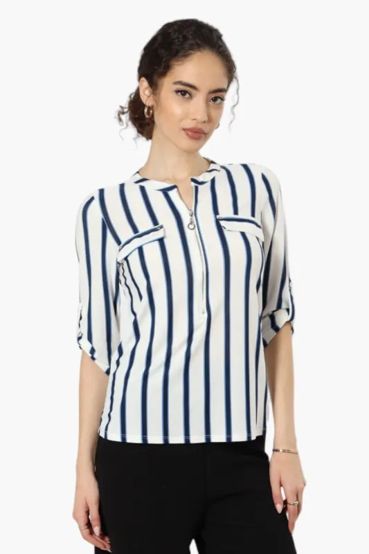Beechers Brook Patterned Flap Pocket Shirt - White sold by Fairweather