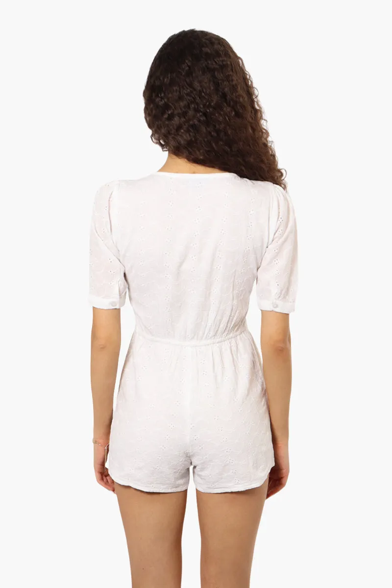 New Look Short Sleeve Button Down Romper - White sold by Fairweather product image thumbnail 4