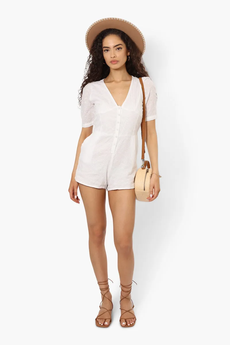 New Look Short Sleeve Button Down Romper - White sold by Fairweather product image thumbnail 2
