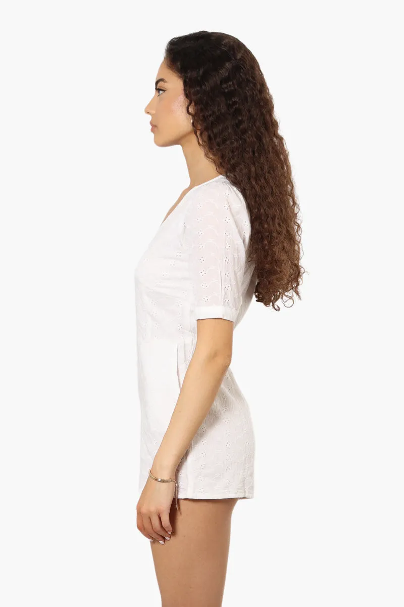 New Look Short Sleeve Button Down Romper - White sold by Fairweather product image thumbnail 3