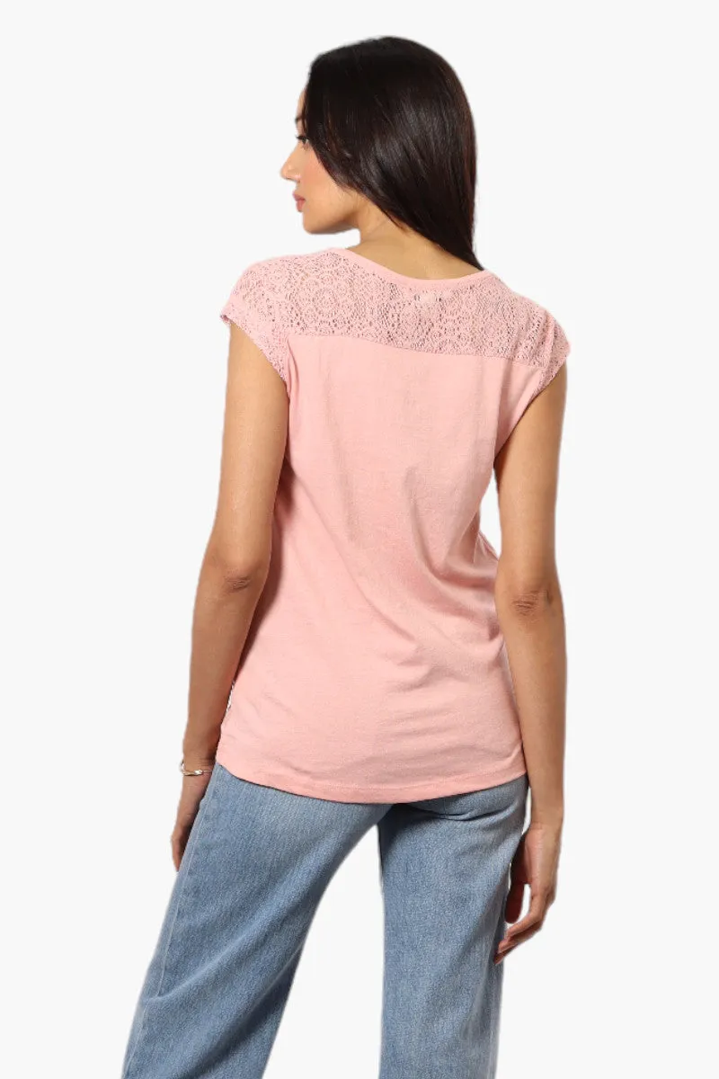 Majora Half Zip Lace Shoulder Tee - Pink sold by Fairweather product image thumbnail 4