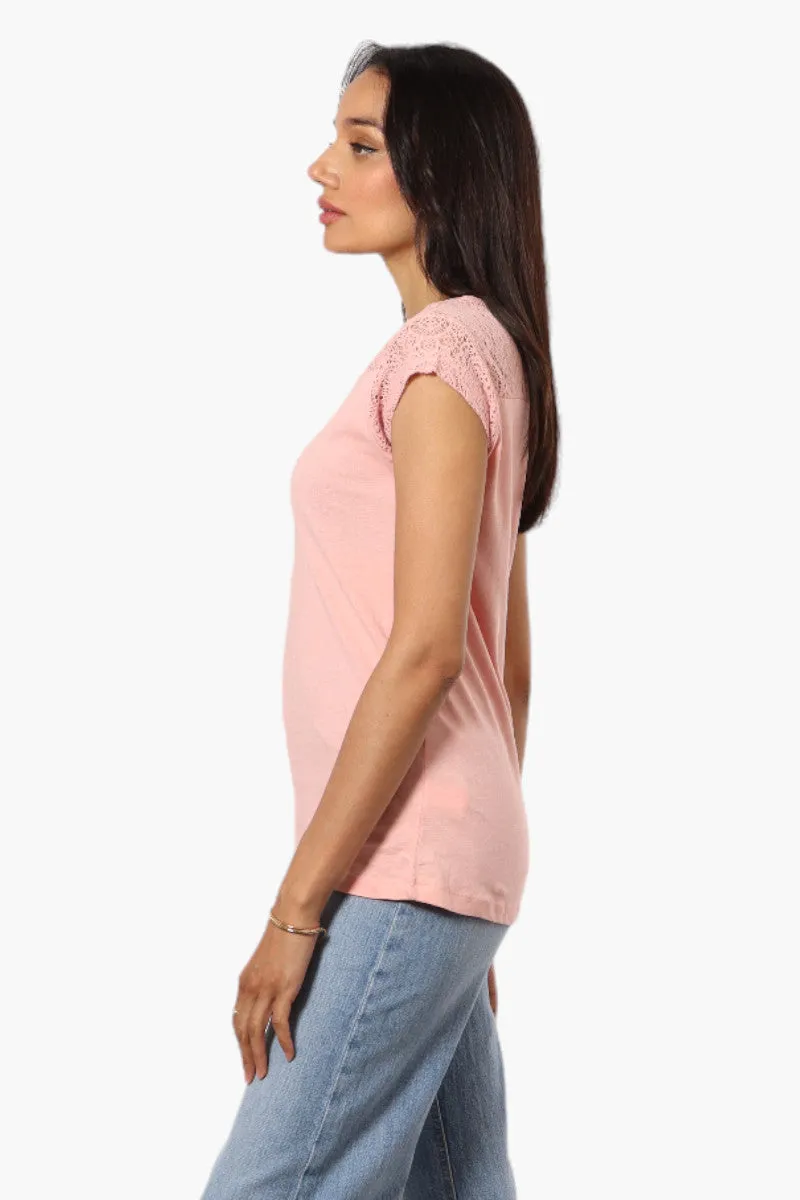 Majora Half Zip Lace Shoulder Tee - Pink sold by Fairweather product image thumbnail 3