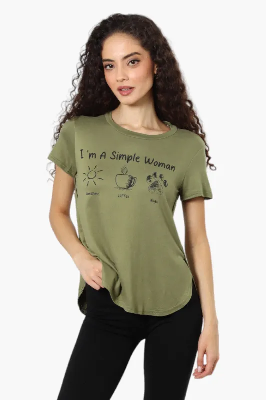 Magazine Sunshine Coffee And Dogs Print Tee - Olive sold by Fairweather