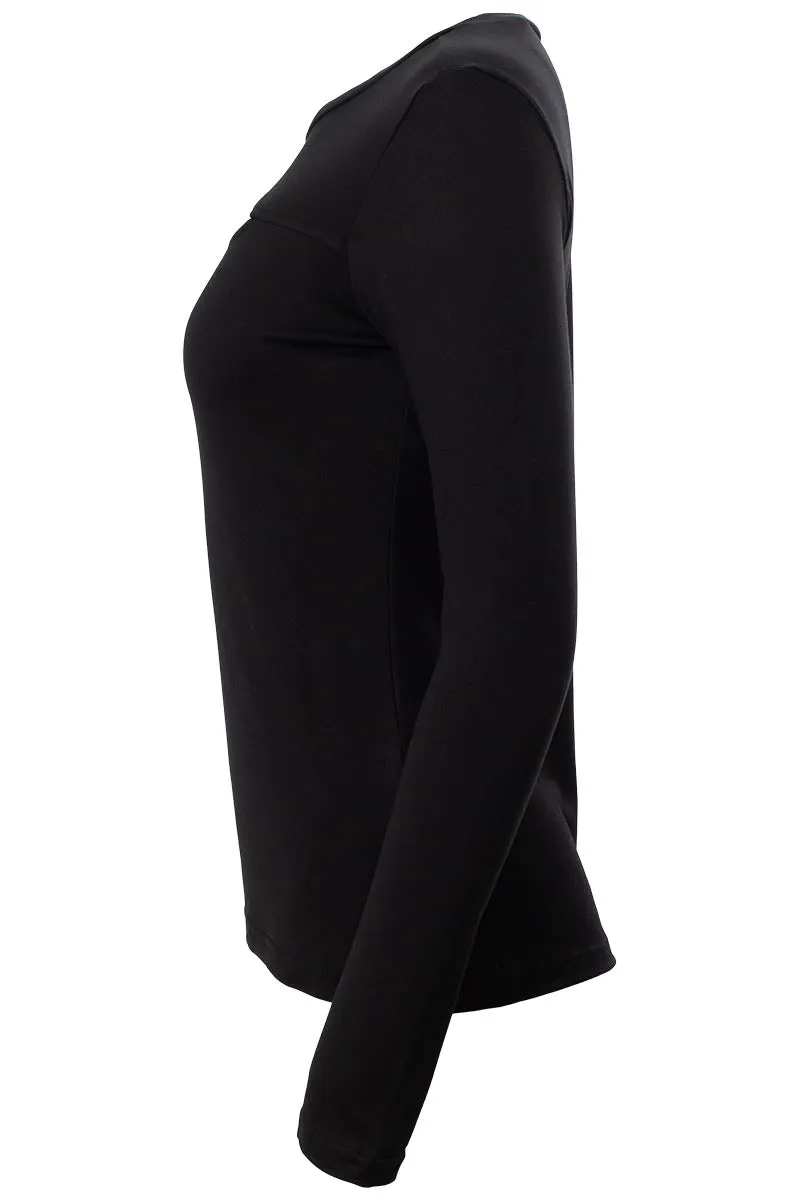 Solid Keyhole Front Long Sleeve Top - Black sold by Fairweather product image thumbnail 2