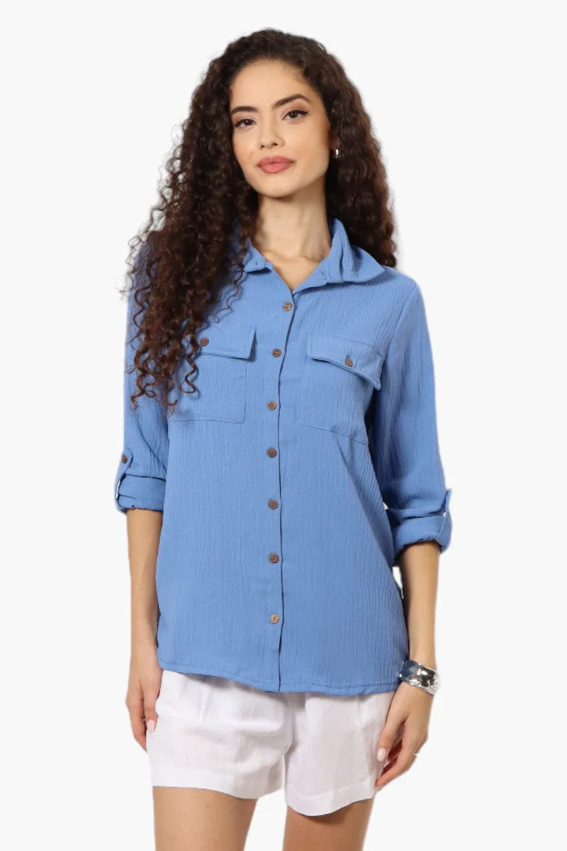 Urbanology Roll Up Sleeve Button Down Shirt - Blue sold by Fairweather
