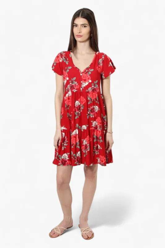 Beechers Brook Floral Button Down Day Dress - Red sold by Fairweather
