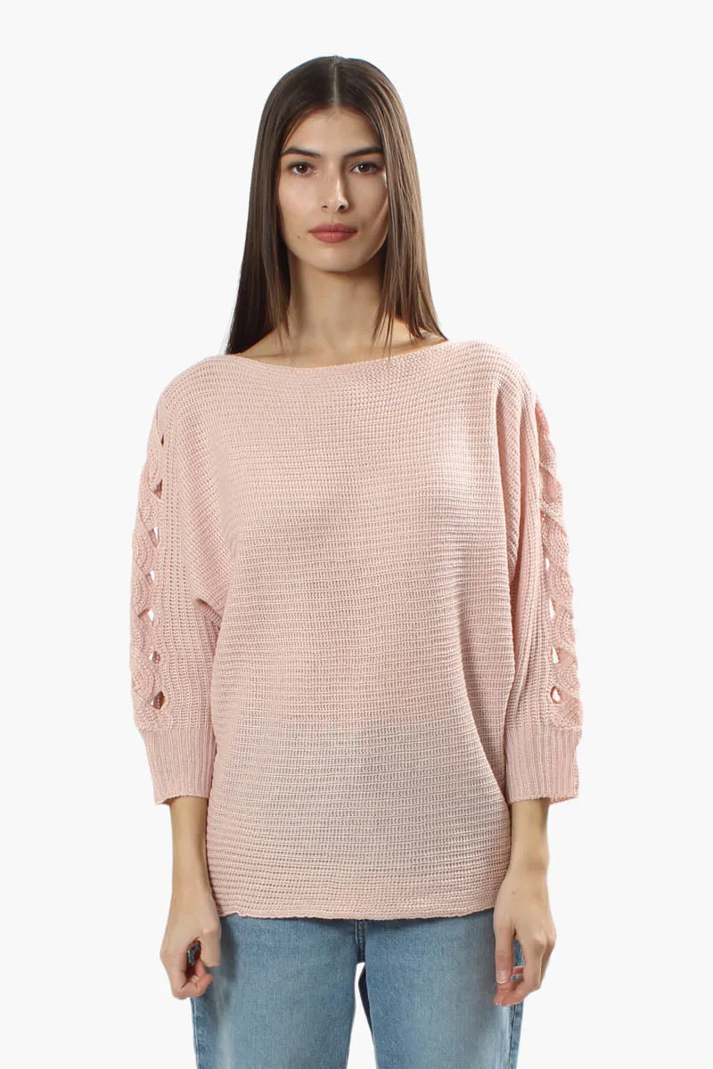 Majora Braided Sleeve Pullover Sweater - Pink sold by Fairweather