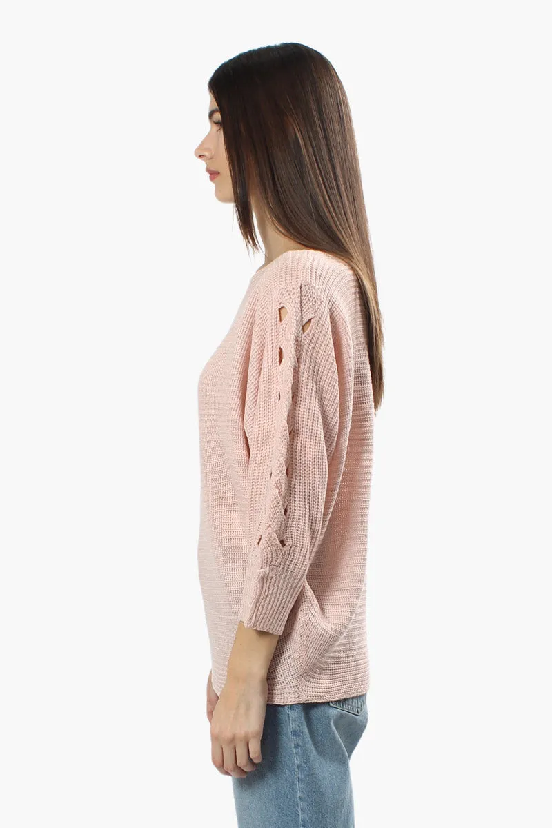Majora Braided Sleeve Pullover Sweater - Pink sold by Fairweather product image thumbnail 3