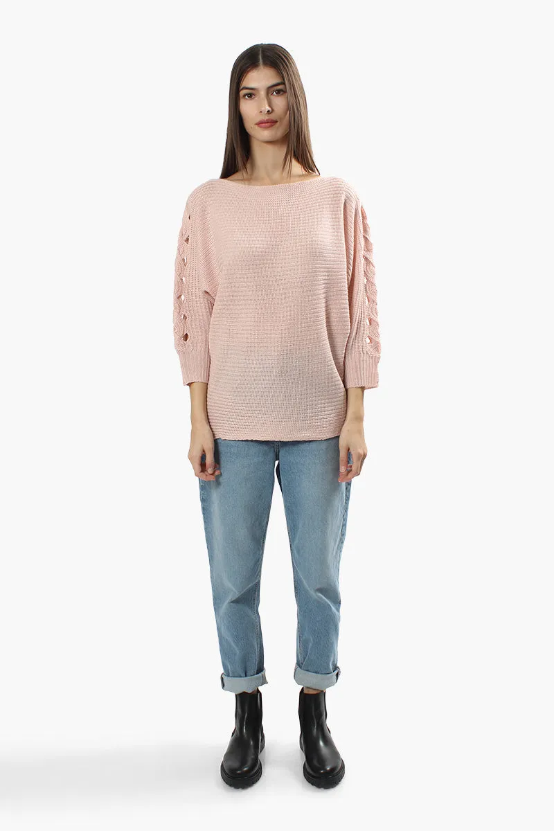 Majora Braided Sleeve Pullover Sweater - Pink sold by Fairweather product image thumbnail 2