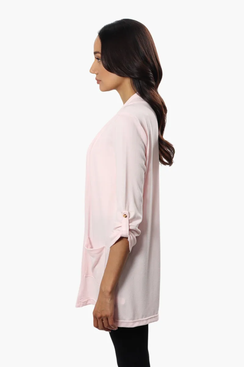 Majora Open Front Roll Up Sleeve Cardigan - Pink sold by Fairweather product image thumbnail 3