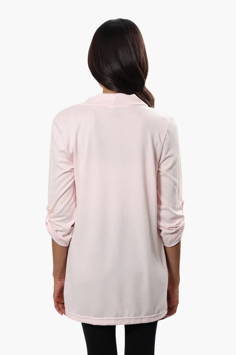 Majora Open Front Roll Up Sleeve Cardigan - Pink sold by Fairweather product image thumbnail 4