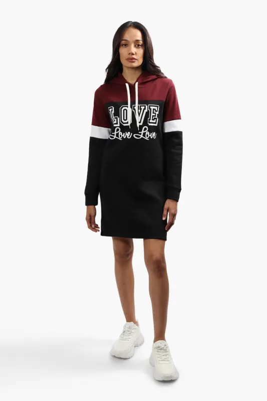 Fahrenheit Love Print Tunic Hoodie - Burgundy sold by Fairweather
