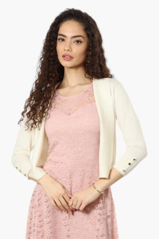 Impress 3/4 Sleeve Button Shrug Cardigan - White sold by Fairweather