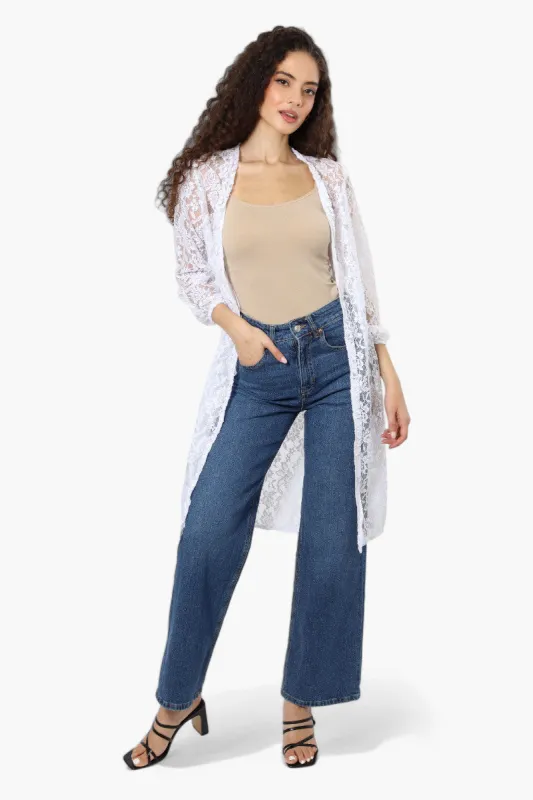 Impress Floral Lace Duster Cardigan - White sold by Fairweather