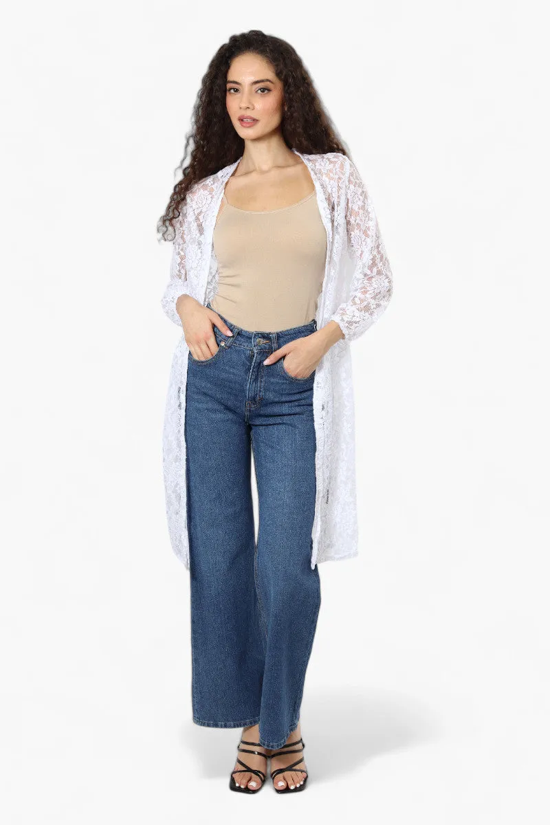 Impress Floral Lace Duster Cardigan - White sold by Fairweather product image thumbnail 2