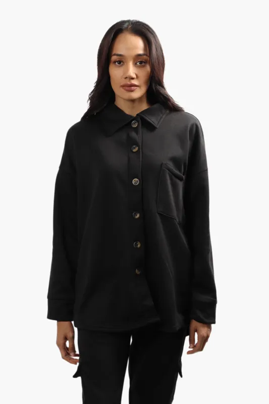 Canada Weather Gear Solid Front Pocket Shacket - Black sold by Fairweather