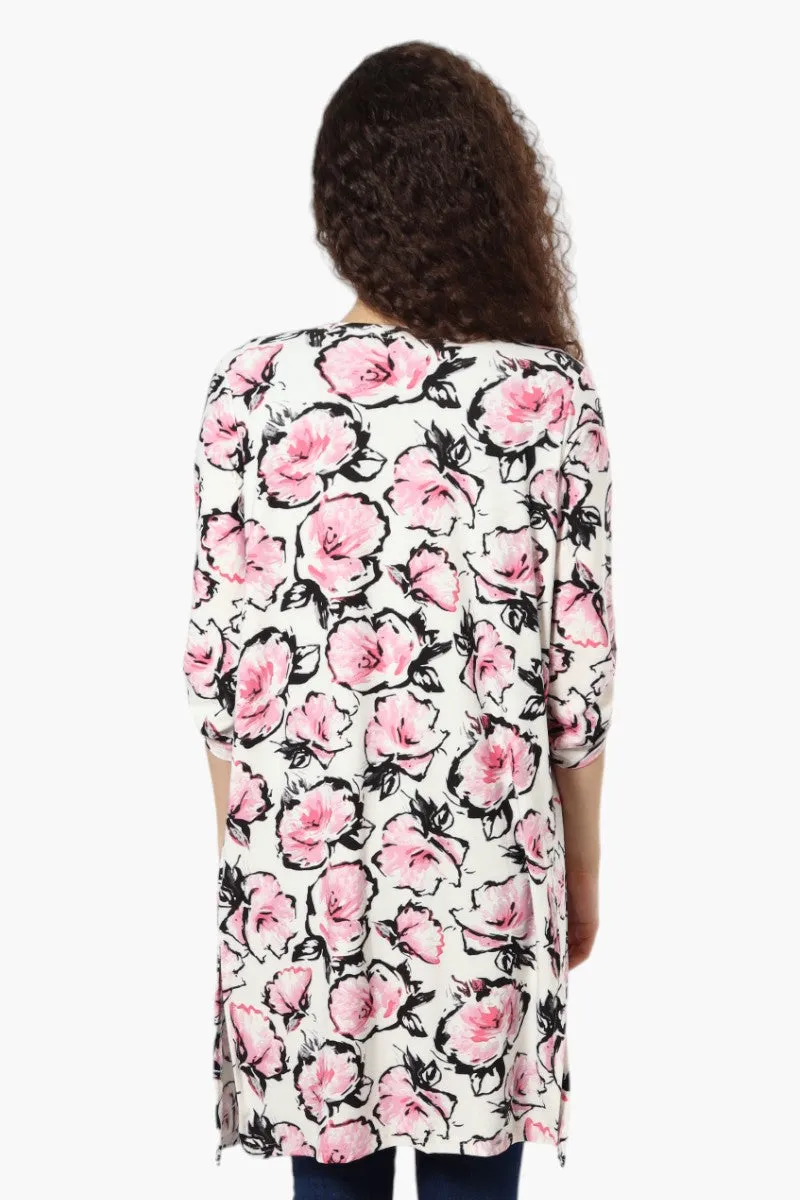 International INC Company Floral Roll Up Sleeve Cardigan - White sold by Fairweather product image thumbnail 4