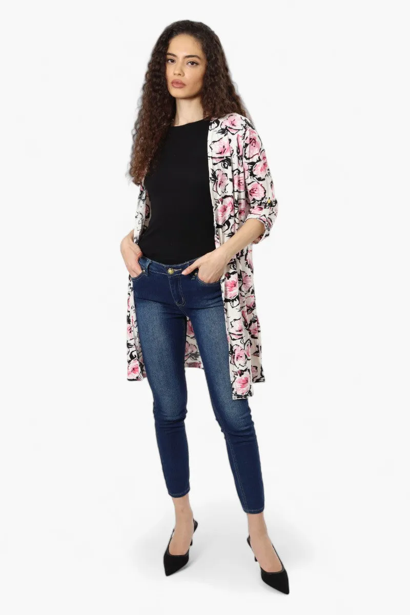 International INC Company Floral Roll Up Sleeve Cardigan - White sold by Fairweather product image thumbnail 2