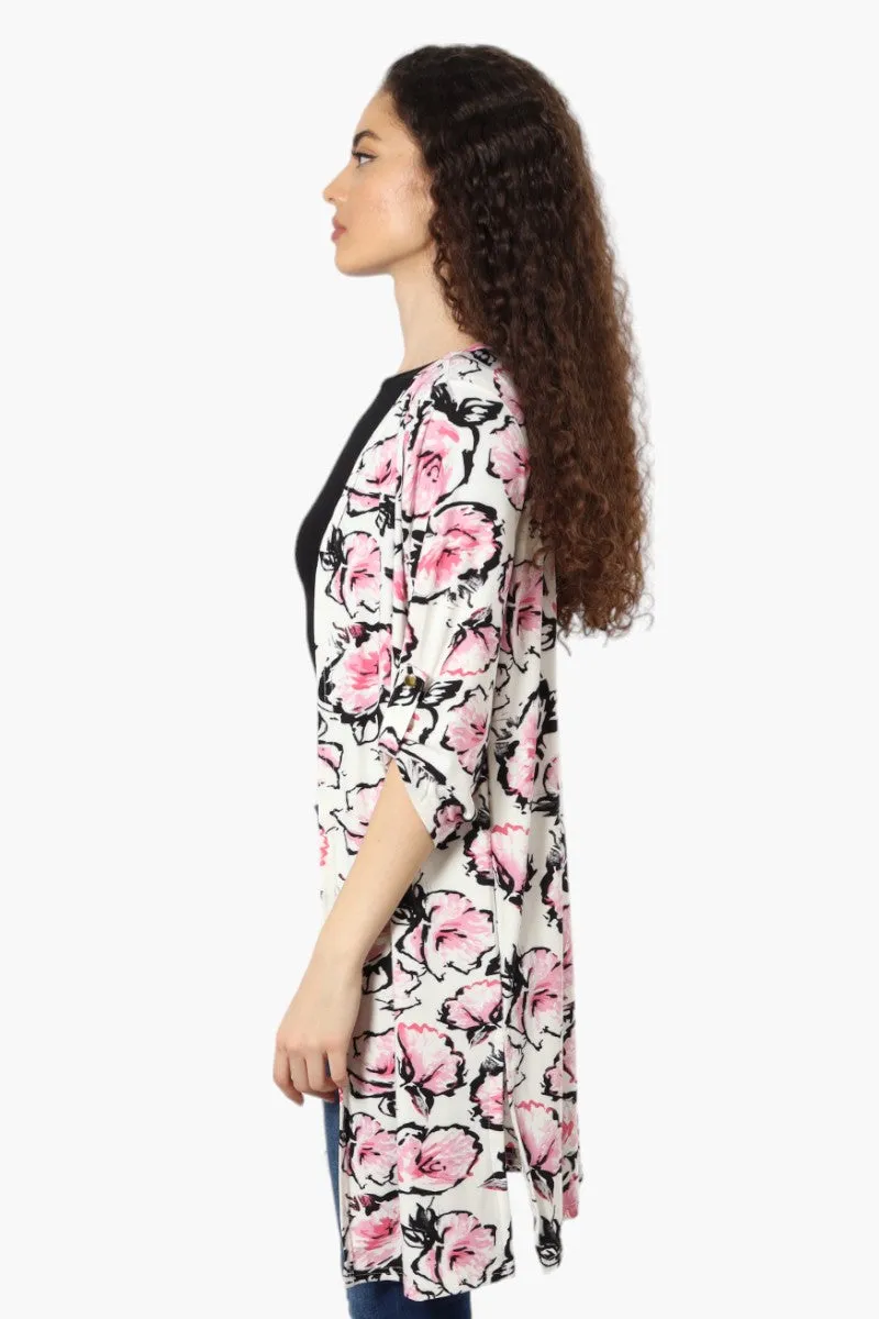 International INC Company Floral Roll Up Sleeve Cardigan - White sold by Fairweather product image thumbnail 3