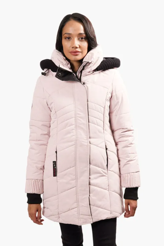 Canada Weather Gear Solid Chevron Parka Jacket - Pink sold by Fairweather