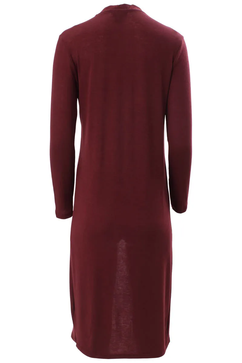 Majora Long Sleeve Open Front Cardigan - Burgundy sold by Fairweather product image thumbnail 3