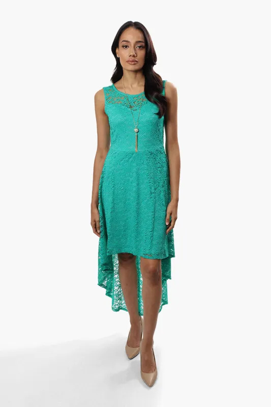 Limite High Low Necklace Lace Cocktail Dress - Teal sold by Fairweather