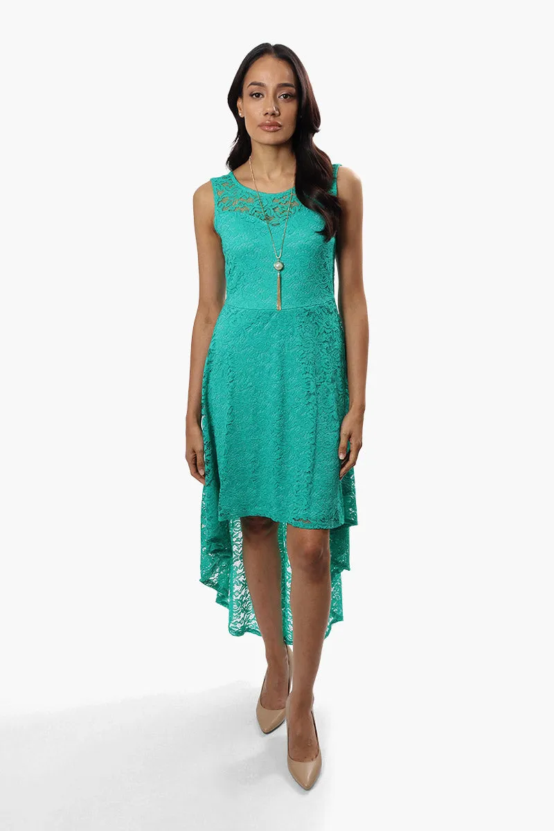 Limite High Low Necklace Lace Cocktail Dress - Teal sold by Fairweather
