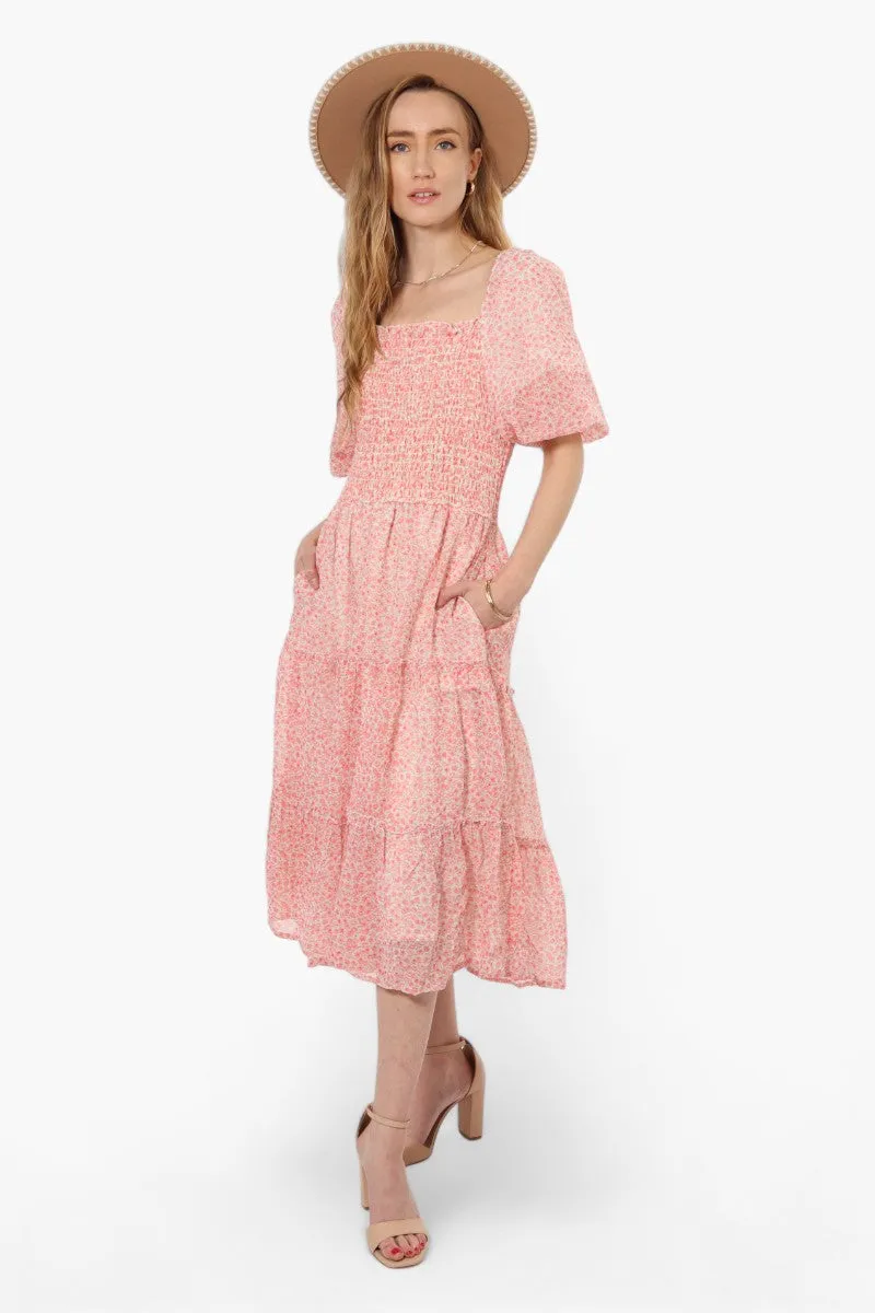 Limite Floral Smock Tiered Maxi Dress - Pink sold by Fairweather product image thumbnail 2