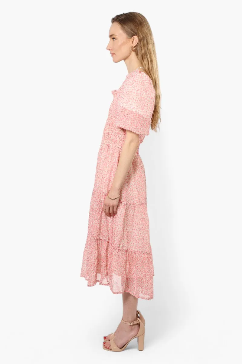 Limite Floral Smock Tiered Maxi Dress - Pink sold by Fairweather product image thumbnail 3
