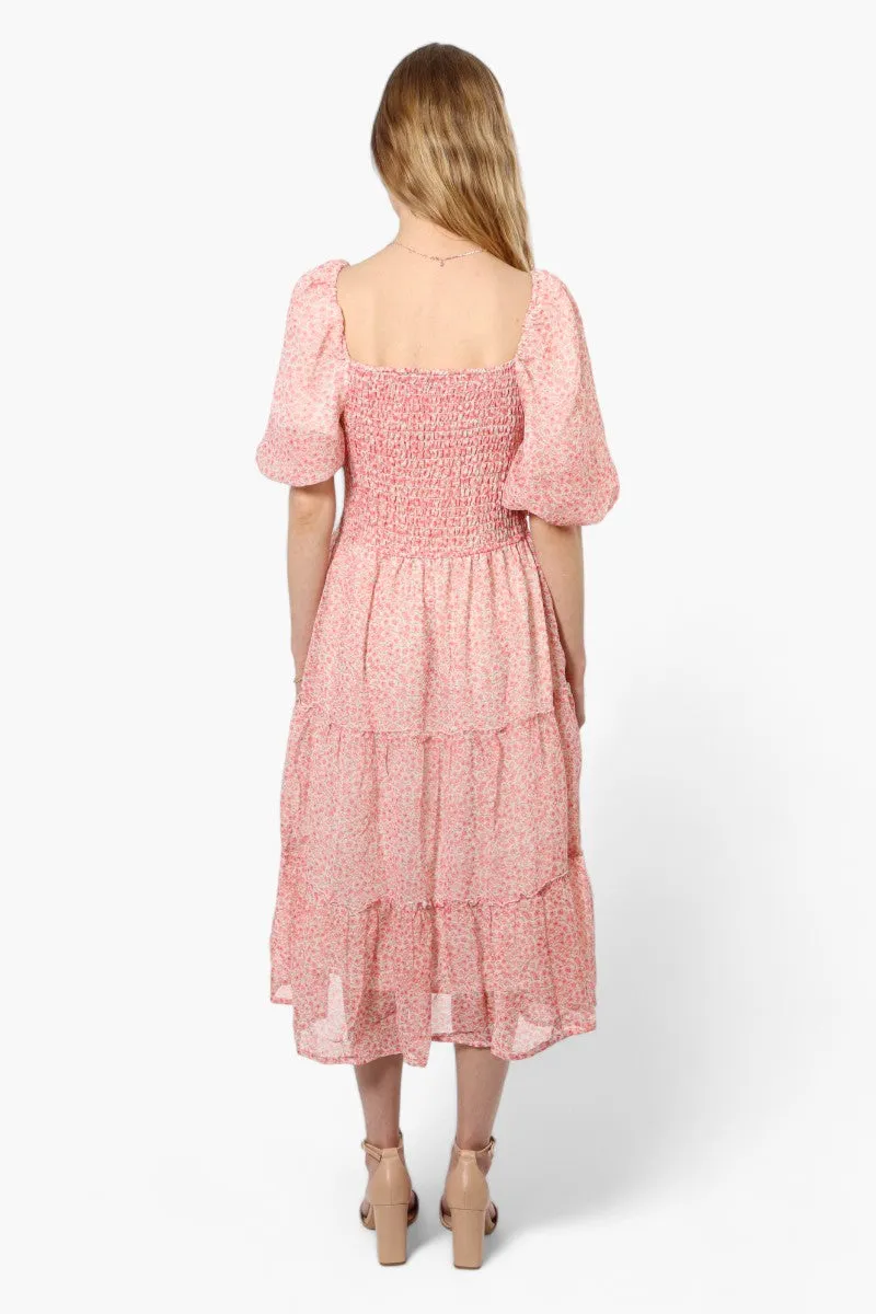 Limite Floral Smock Tiered Maxi Dress - Pink sold by Fairweather product image thumbnail 4