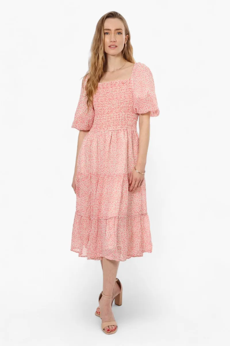 Limite Floral Smock Tiered Maxi Dress - Pink sold by Fairweather